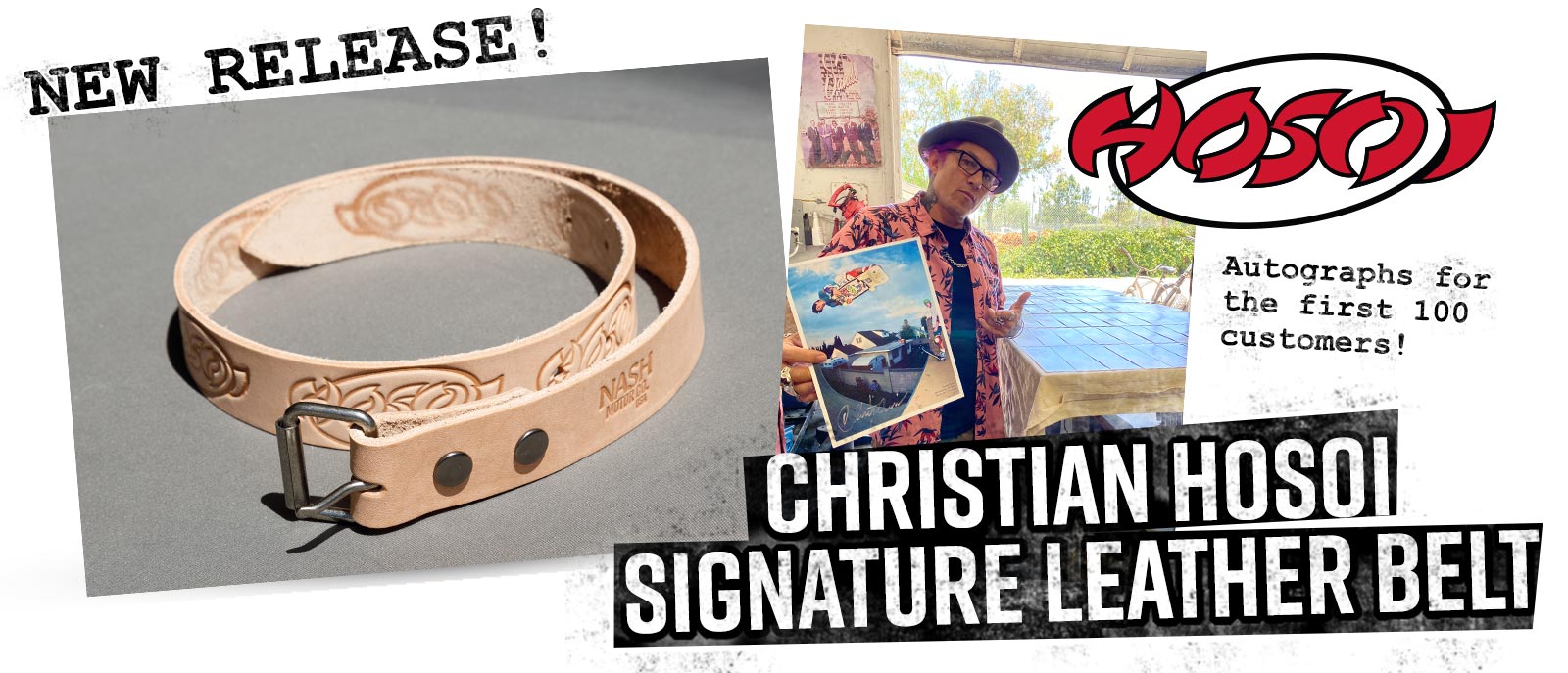 The Christian Hosoi Signature Leather Belt by Nash Motorcycle Co.