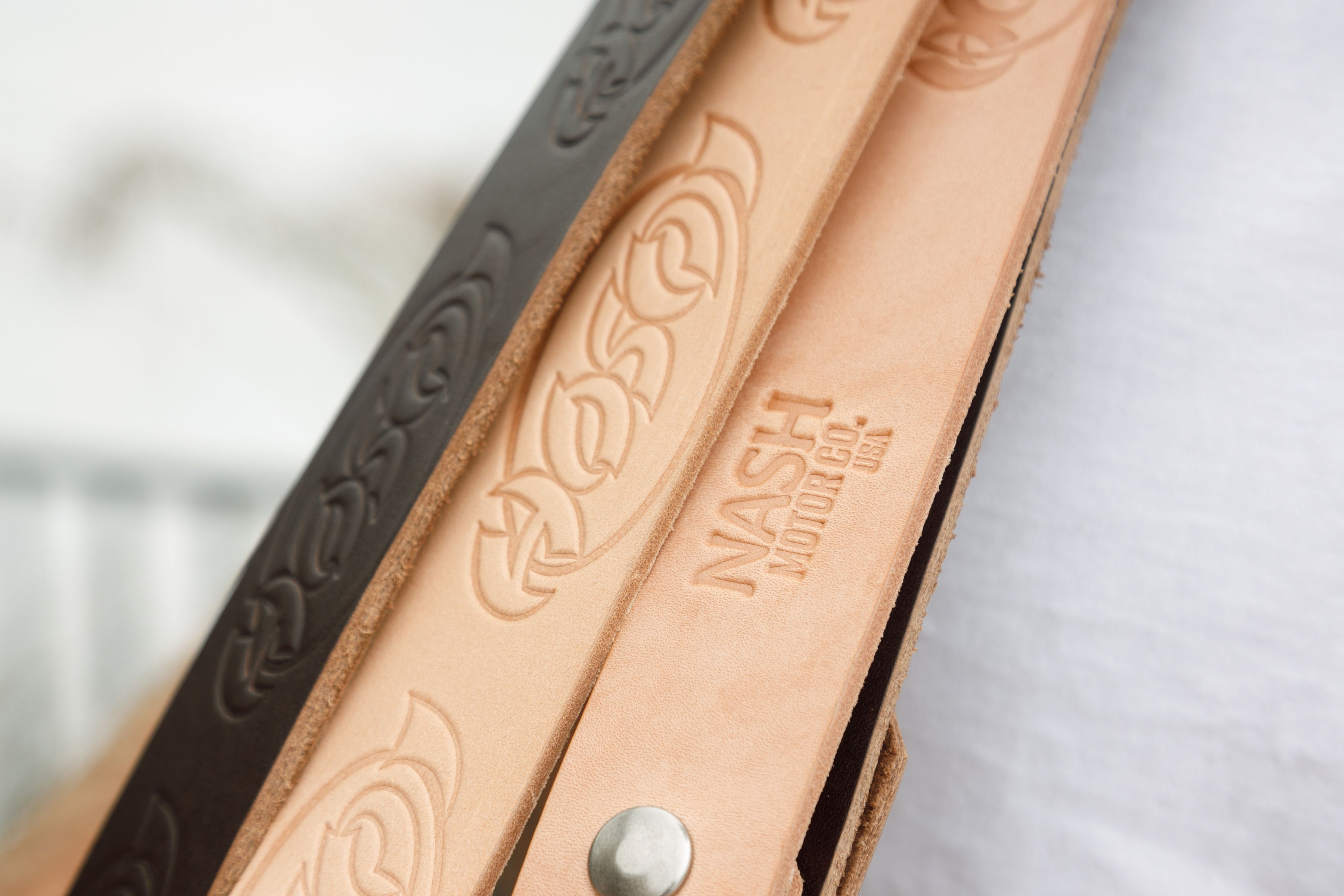 The Christian Hosoi Signature Leather Belt by Nash Motorcycle Co. SM / Black / Old Brass Hardware