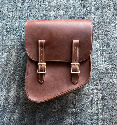 Skate Sack - Brown leather with brass hardware - Left Side Mount (PTM)