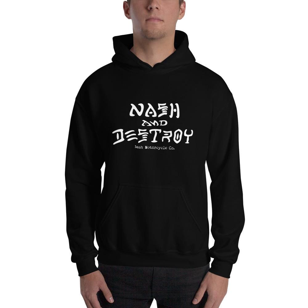 Nash and Destroy Hooded Sweatshirt - White Print (4 color options) - Black / SM - Apparel