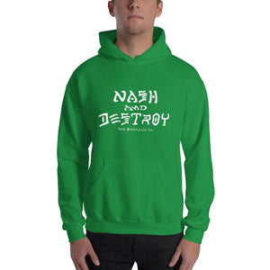 Nash and Destroy Hooded Sweatshirt - White Print (4 color options) - Irish Green / SM - Apparel