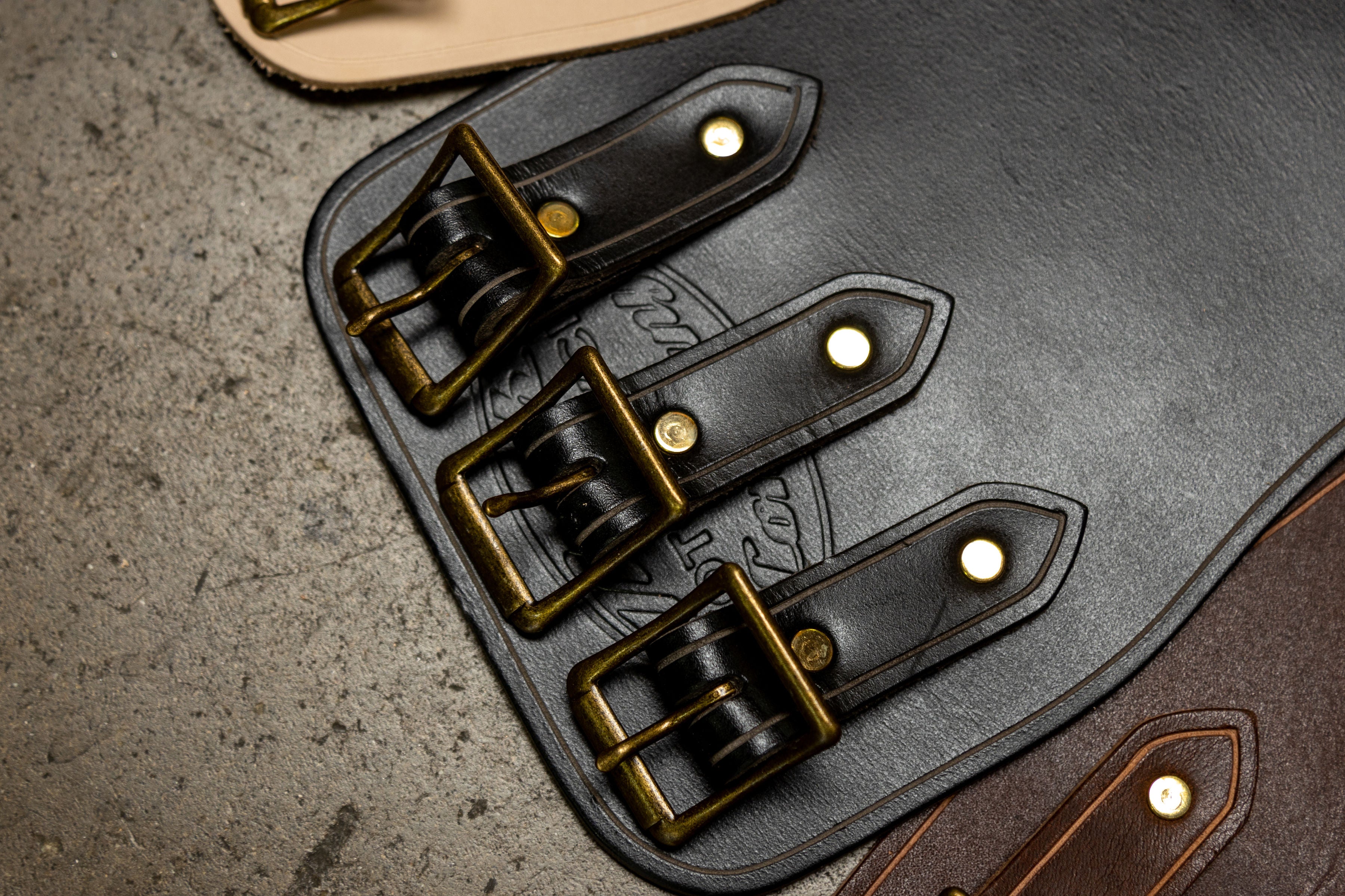 Vintage Harley Davidson Belt Black Leather with Tooling
