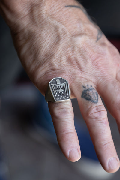 Nash Motorcycle Co. X The C.L. Greye Jewelry Co. sterling silver "Eagle Made" rings